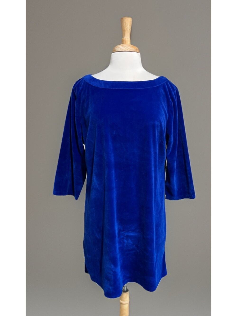 Tamsy Lux Stretch Velvet Dress Royal Blue Lounge Cover-up Casual size large